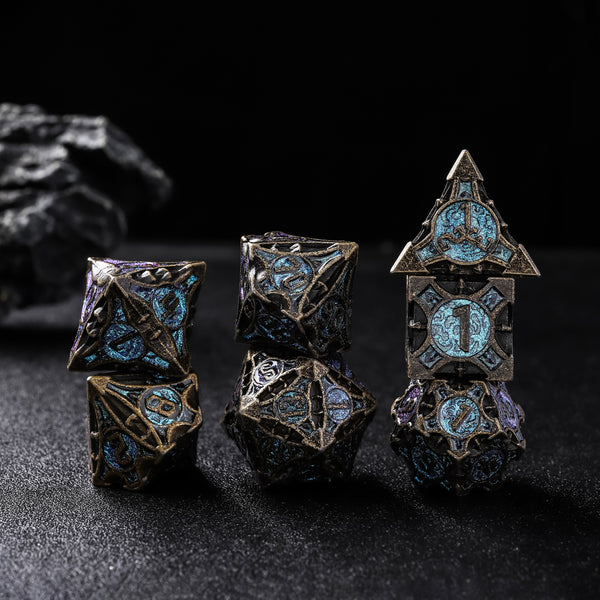 Rolldnddice Vintage DND  Metal   Dice Set With Gifts Box ,D&D Dice Suitable for RPG MTG  Table Games Dice