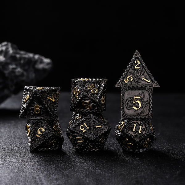 Rolldnddice Black Metal D&D Dice Set  With Gifts Box Suitable For  Roll Playing Games DND Polyhedral Dice