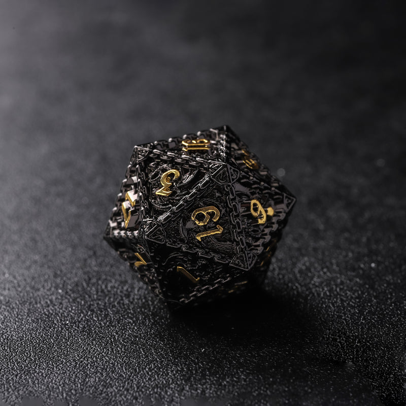 Rolldnddice Black Metal D&D Dice Set  With Gifts Box Suitable For  Roll Playing Games DND Polyhedral Dice