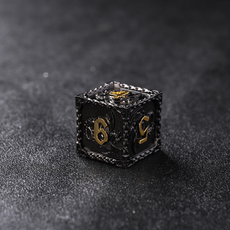 Rolldnddice Black Metal D&D Dice Set  With Gifts Box Suitable For  Roll Playing Games DND Polyhedral Dice