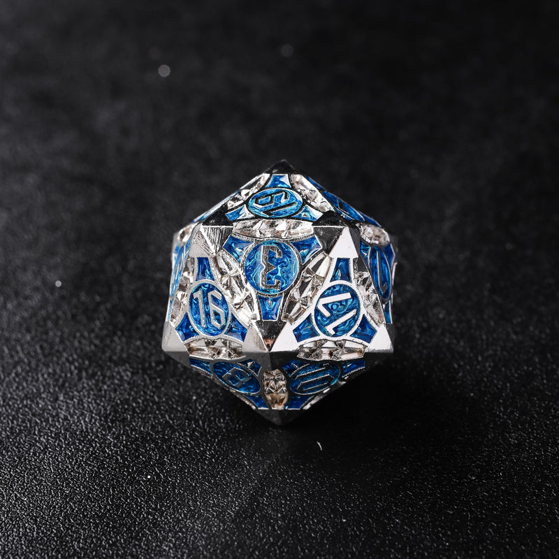 Rolldnddice  Blue  Metal  DND Dice Set,7PCS Polyhedral  D&D Dice Suitable for RPG MTG Table Games Dice Collectors