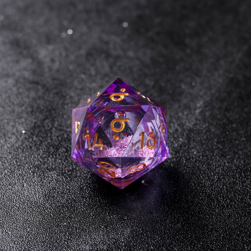 Rolldnddice Purple Resin  Liquid Core D&D Dice  Set  Sharp Edge Polyhedral DND Dice For Dungeons And Dragons Role Playing Games MTG Table Games