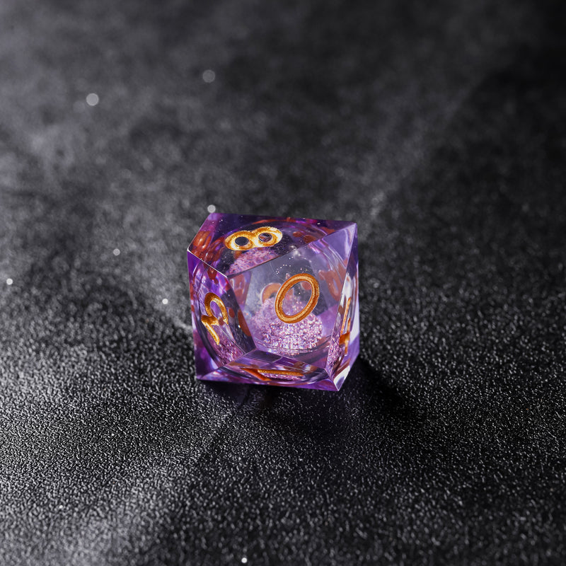 Rolldnddice Purple Resin  Liquid Core D&D Dice  Set  Sharp Edge Polyhedral DND Dice For Dungeons And Dragons Role Playing Games MTG Table Games