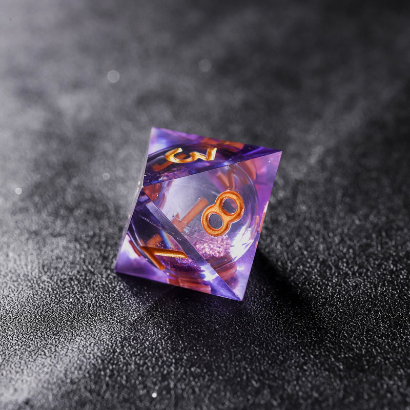 Rolldnddice Purple Resin  Liquid Core D&D Dice  Set  Sharp Edge Polyhedral DND Dice For Dungeons And Dragons Role Playing Games MTG Table Games