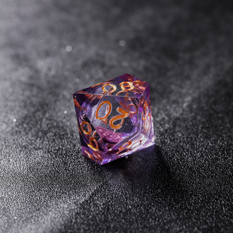 Rolldnddice Purple Resin  Liquid Core D&D Dice  Set  Sharp Edge Polyhedral DND Dice For Dungeons And Dragons Role Playing Games MTG Table Games