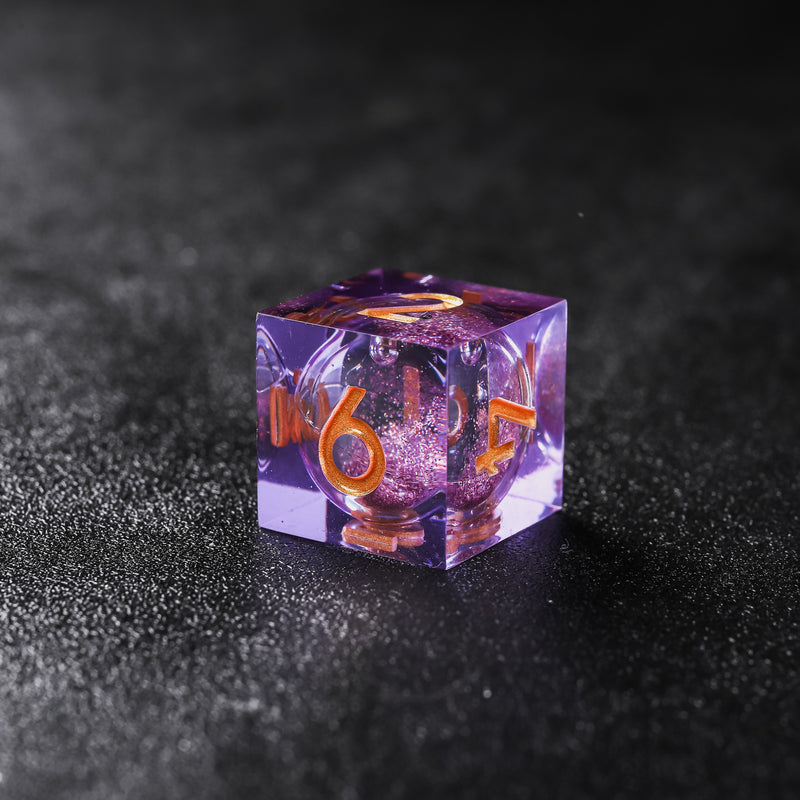 Rolldnddice Purple Resin  Liquid Core D&D Dice  Set  Sharp Edge Polyhedral DND Dice For Dungeons And Dragons Role Playing Games MTG Table Games