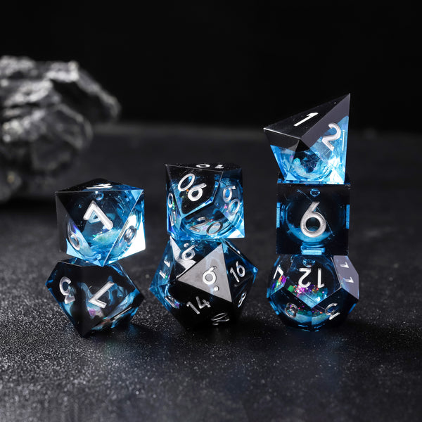 Rolldnddice  Resin  Galaxy  Liquid Core D&D Dice  Set  Sharp Edge Polyhedral Dice for DND RPG MTG Table Games