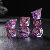 Rolldnddice Purple Resin  Liquid Core D&D Dice  Set  Sharp Edge Polyhedral DND Dice For Dungeons And Dragons Role Playing Games MTG Table Games