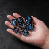 Rolldnddice  Resin  Galaxy  Liquid Core D&D Dice  Set  Sharp Edge Polyhedral Dice for DND RPG MTG Table Games