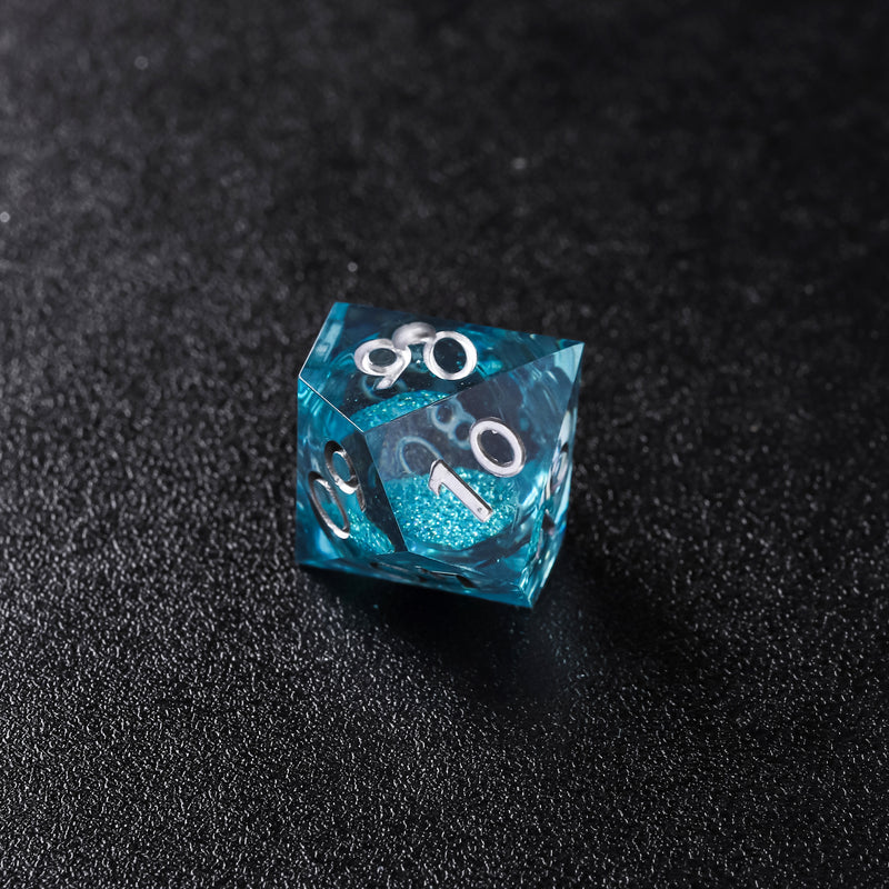 Rolldnddice Resin Blue Liquid Core D&D Dice  Set  Sharp Edge Polyhedral DND Dice For  Role Playing Games MTG Table Games D20 D6 D10 D12 D8