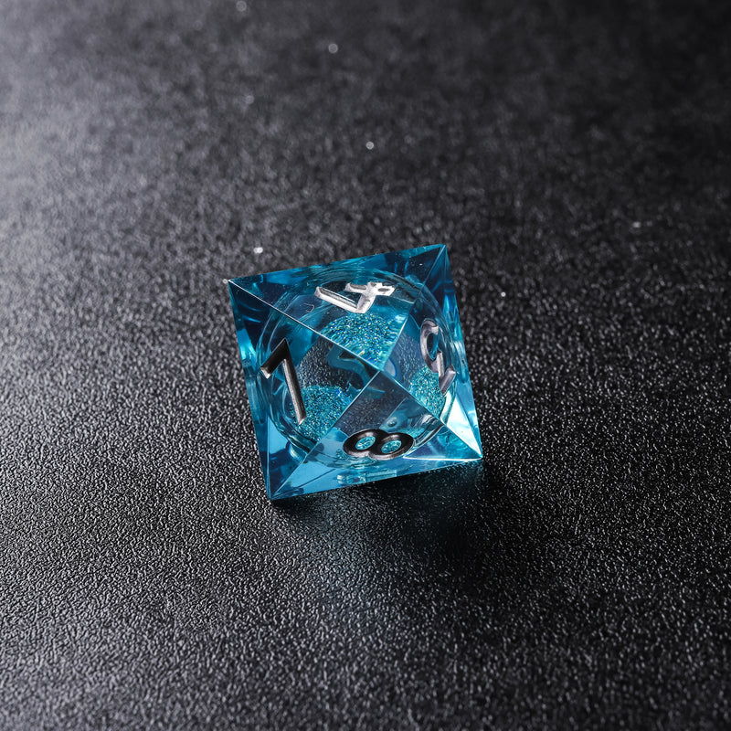 Rolldnddice Resin Blue Liquid Core D&D Dice  Set  Sharp Edge Polyhedral DND Dice For  Role Playing Games MTG Table Games D20 D6 D10 D12 D8