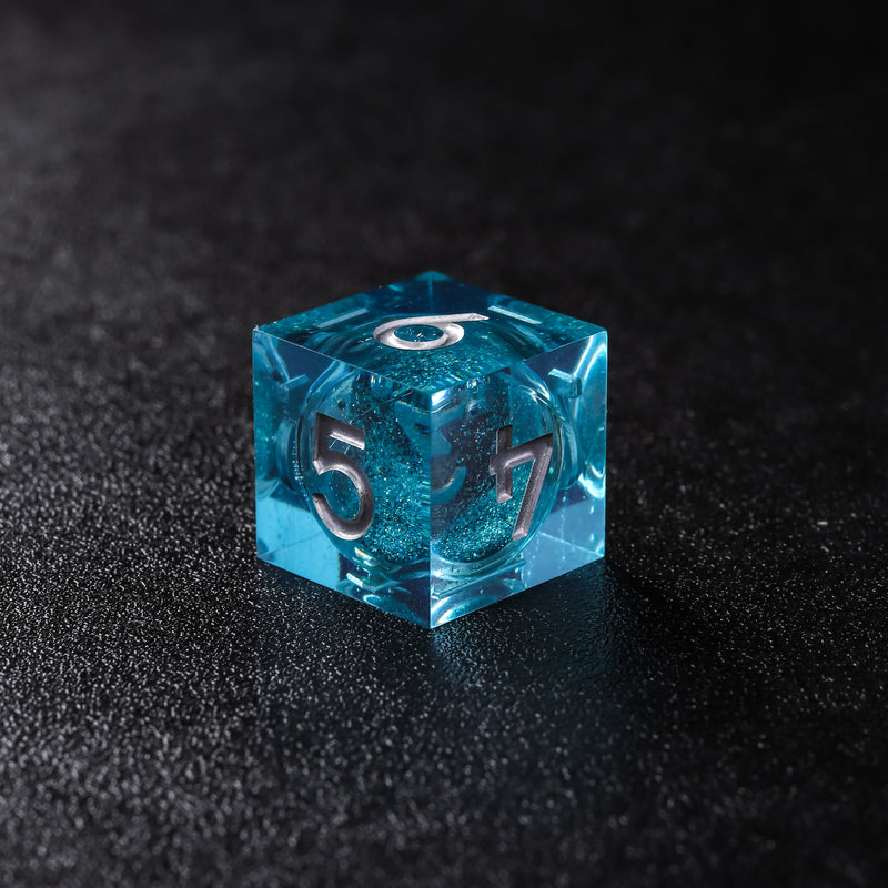 Rolldnddice Resin Blue Liquid Core D&D Dice  Set  Sharp Edge Polyhedral DND Dice For  Role Playing Games MTG Table Games D20 D6 D10 D12 D8