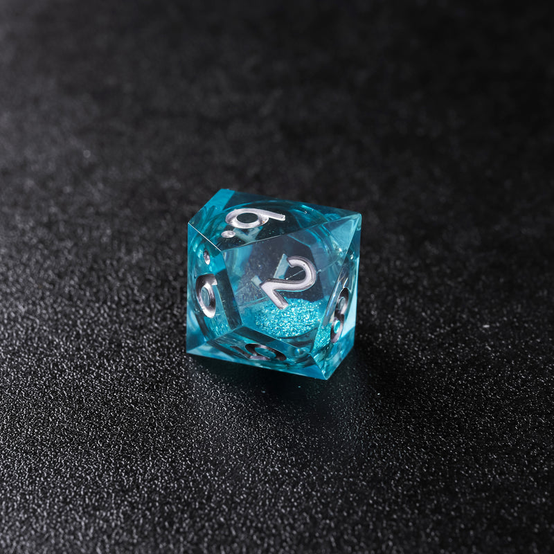 Rolldnddice Resin Blue Liquid Core D&D Dice  Set  Sharp Edge Polyhedral DND Dice For  Role Playing Games MTG Table Games D20 D6 D10 D12 D8