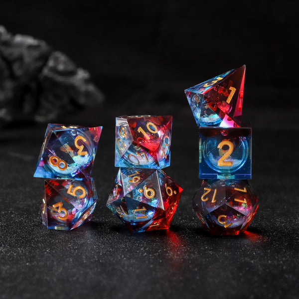 Rolldnddice Resin  liquid Core dnd dice  Sharp Edge Polyhedral DND Dice For  Role Playing Games MTG Table Games