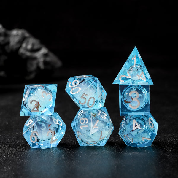 Rolldnddice Cool  Resin liquid Core Dnd Dice Set Sharp Edge Polyhedral d and d dice For Role Playing Games Table Games