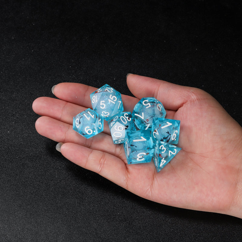 Rolldnddice Cool  Resin liquid Core Dnd Dice Set Sharp Edge Polyhedral d and d dice For Role Playing Games Table Games