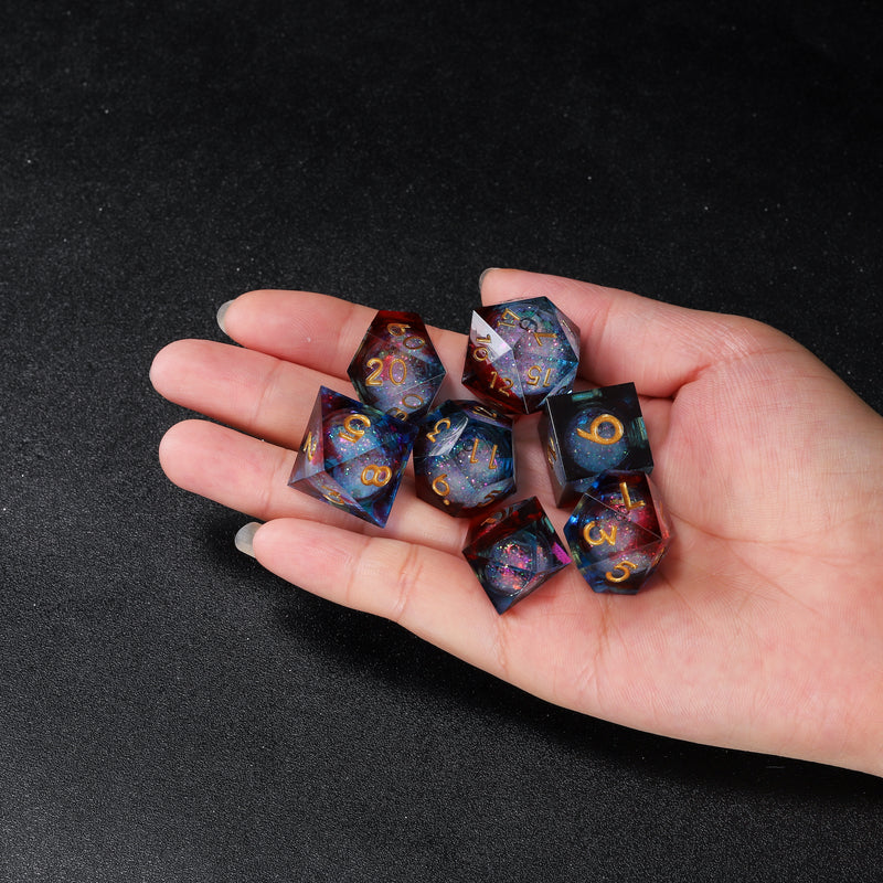 Rolldnddice Resin  liquid Core dnd dice  Sharp Edge Polyhedral DND Dice For  Role Playing Games MTG Table Games
