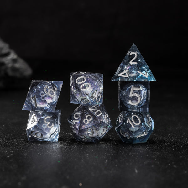 Rolldnddice Grey Resin liquid Core Dnd Dice Set Sharp Edge Polyhedral Rolling Dnd Dice  For Role Playing Games Table Games