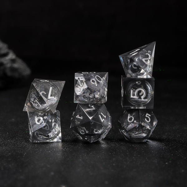 Rolldnddice Resin Galaxy liquid Core Dice Set Sharp Edge Polyhedral  D and D Dice For Role Playing Games Table Games