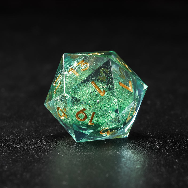 Rolldnddice Resin Green liquid Core Dice Set Sharp Edge Polyhedral dice set For Role Playing Games Table Games