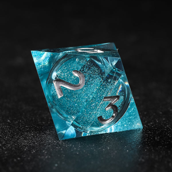 Rolldnddice Cool Blue Resin liquid Core Dnd Dice Set Sharp Edge Polyhedral Dnd Dice Near Me For Role Playing Games Table Games