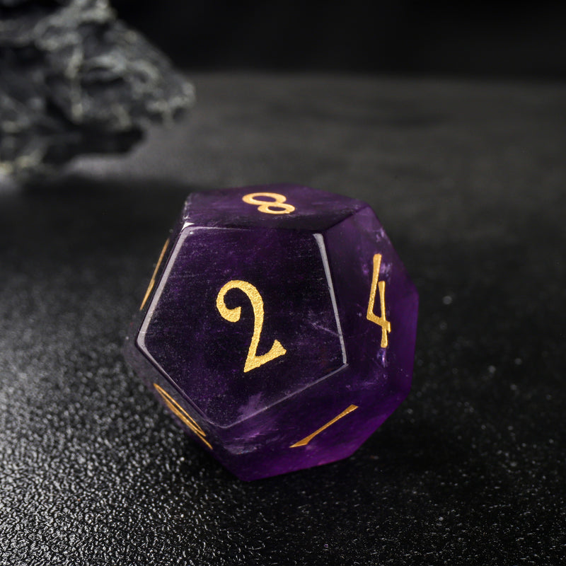 Purple Fluorite Gemstone D&D Dice Set 7pcs