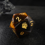 Bear Paw Tiger’s Eye Engraved Polyhedral Nature Gemstone D&D Dice