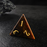 Bear Paw Tiger’s Eye Engraved Polyhedral Nature Gemstone D&D Dice
