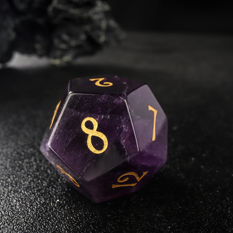 Dragon Music Note Purple Fluorite D&D Dice Set Nature Gemstone