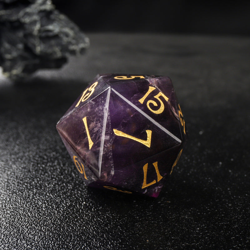 Purple Fluorite Gemstone D&D Dice Set 7pcs