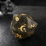 Labradorite Moon Star Gemstone D&D Dice Set Engraved  Dice