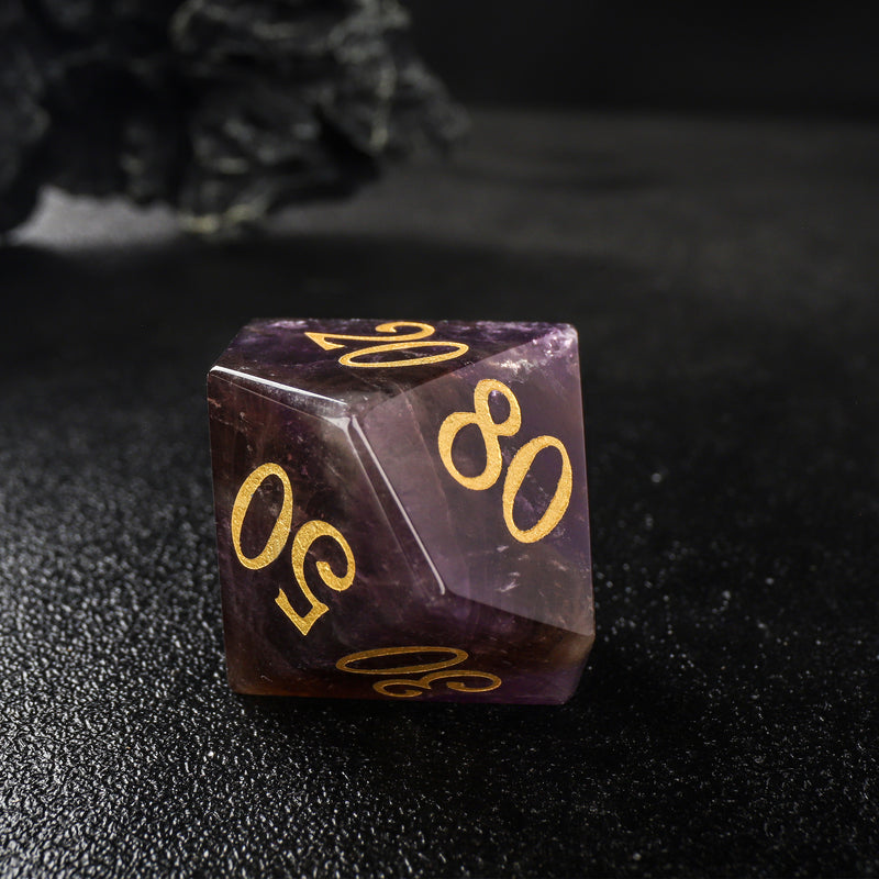 Dragon Music Note Purple Fluorite D&D Dice Set Nature Gemstone