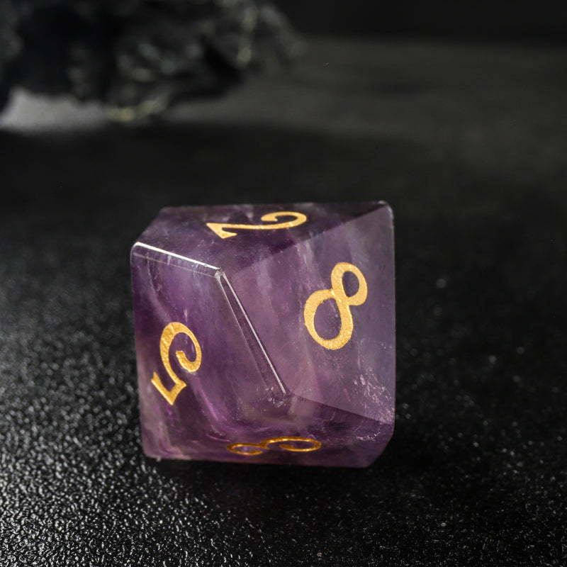 Dragon Music Note Purple Fluorite D&D Dice Set Nature Gemstone