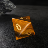 Bear Paw Tiger’s Eye Engraved Polyhedral Nature Gemstone D&D Dice