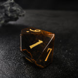 Bear Paw Tiger’s Eye Engraved Polyhedral Nature Gemstone D&D Dice