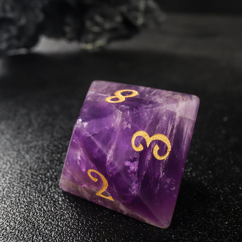 Dragon Music Note Purple Fluorite D&D Dice Set Nature Gemstone