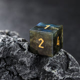 Labradorite Moon Star Gemstone D&D Dice Set Engraved  Dice