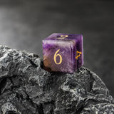 Dragon Music Note Purple Fluorite D&D Dice Set Nature Gemstone