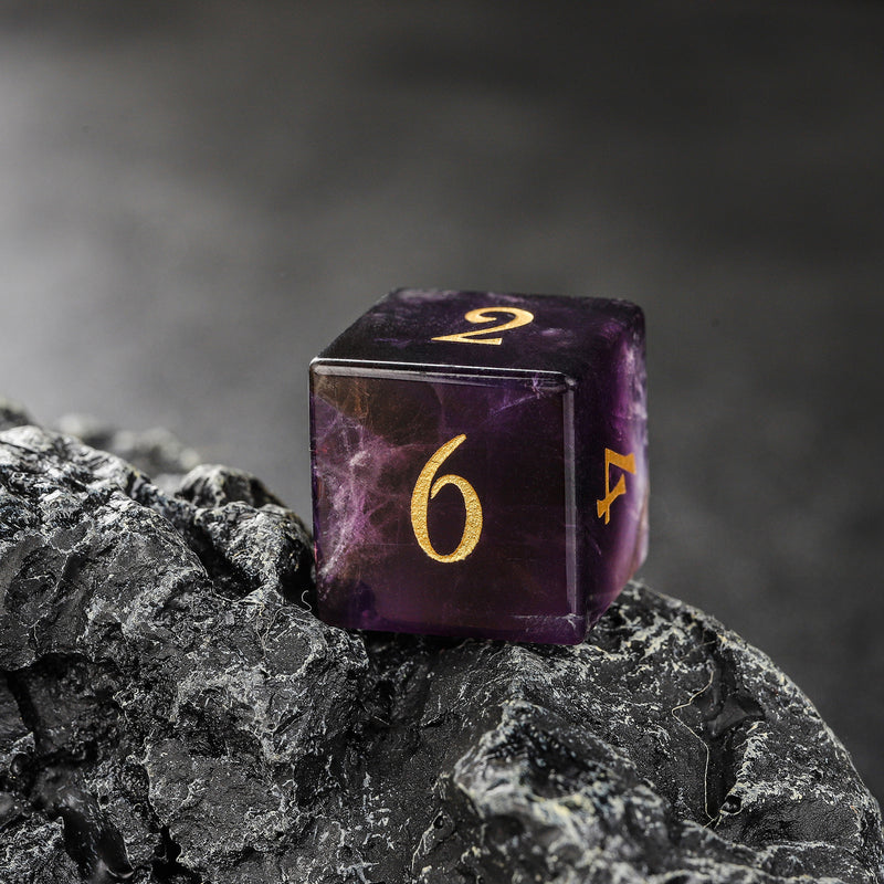 Purple Fluorite Gemstone D&D Dice Set 7pcs