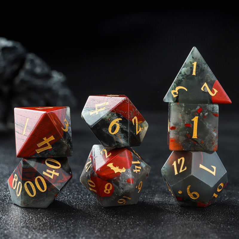 Bat Nature Bloodstone Gemstone D&D Dice