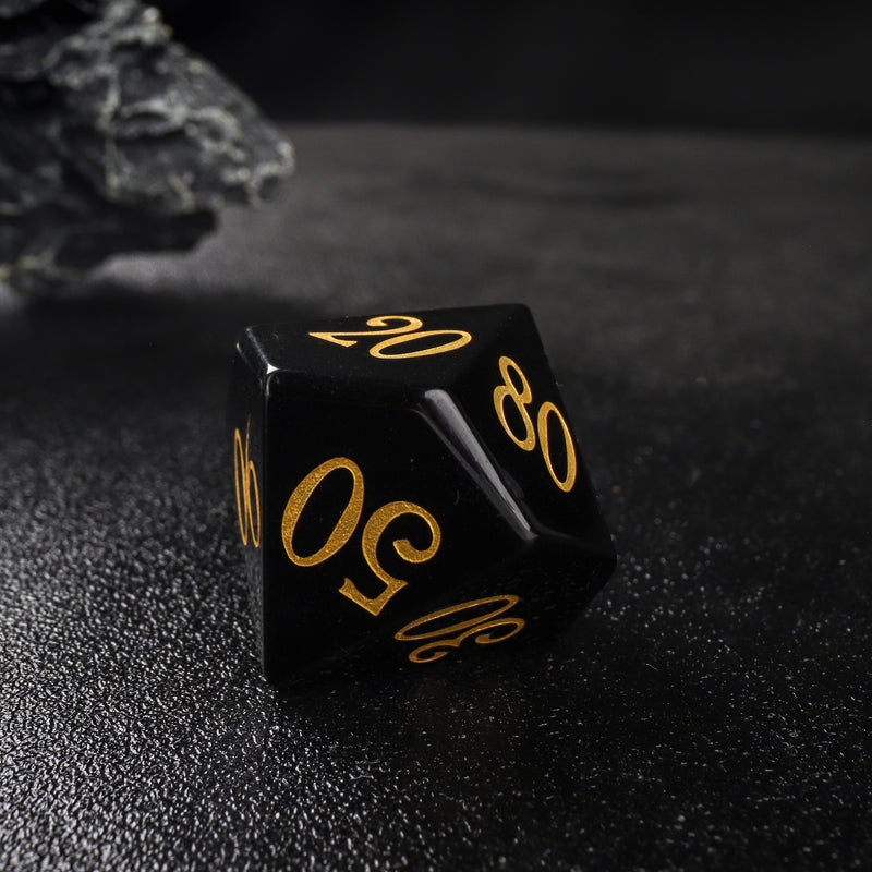 F*ck You Obsidian Nature Stone TRPG Dice -Laser Engraved Full Set 7pcs  Polyhedral Board Games Dice