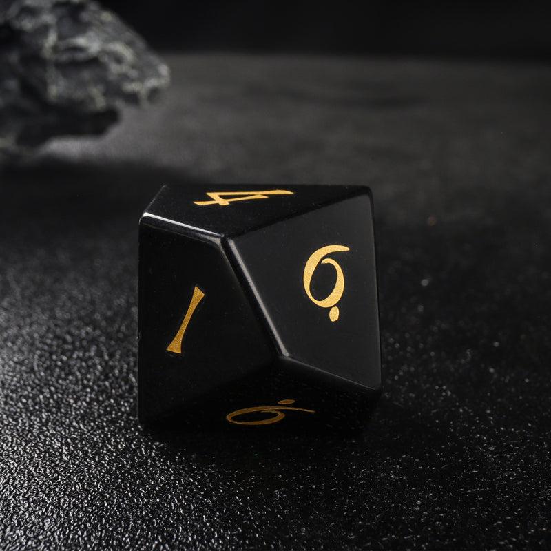 F*ck You Obsidian Nature Stone TRPG Dice -Laser Engraved Full Set 7pcs  Polyhedral Board Games Dice