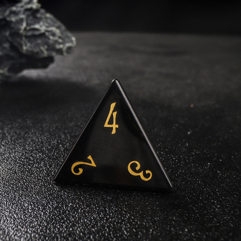 F*ck You Obsidian Nature Stone TRPG Dice -Laser Engraved Full Set 7pcs  Polyhedral Board Games Dice