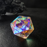 Prismatic Transparent Glass Engraved Moon Star  D&D Dice Full Set