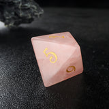 Rose Dagger Quartz Gemtone Dice Full Set 7pcs Laser Engraved  Polyhedral Game Dice