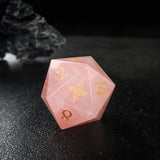 Rose Dagger Quartz Gemtone Dice Full Set 7pcs Laser Engraved  Polyhedral Game Dice