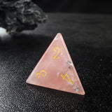 Rose Dagger Quartz Gemtone Dice Full Set 7pcs Laser Engraved  Polyhedral Game Dice