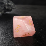 Rose Dagger Quartz Gemtone Dice Full Set 7pcs Laser Engraved  Polyhedral Game Dice