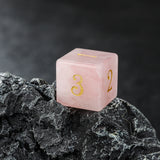 Rose Dagger Quartz Gemtone Dice Full Set 7pcs Laser Engraved  Polyhedral Game Dice