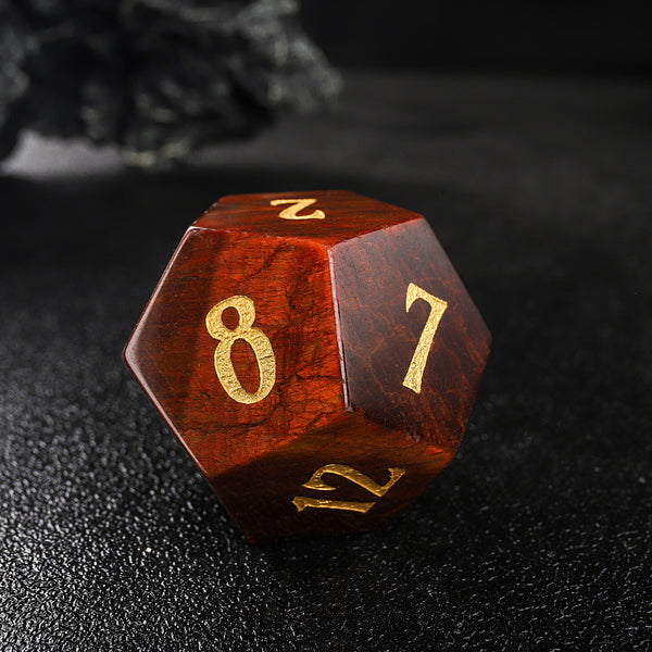 Red Tiger’s Eye Helmet Axe Polyhedral Gemstone Dice 7pcs Full Set  Gaming Accessories